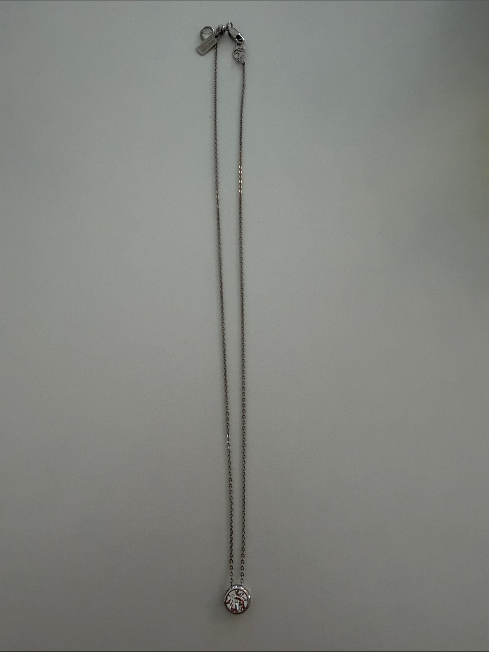 Forever Crystals Silver Chain Necklace with Round Crystal Pendant - Silver